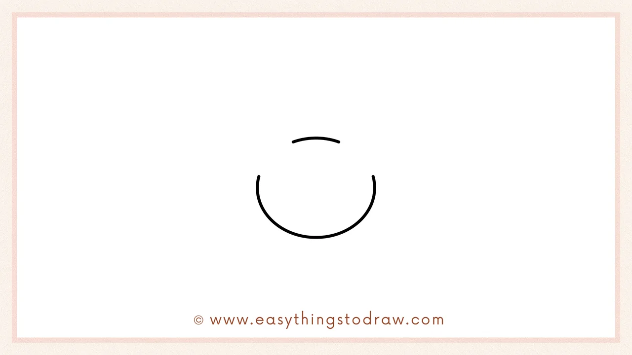 Step 1 of how to draw a bat – Sketching a large oval for the bat's head and a curved line for the top.