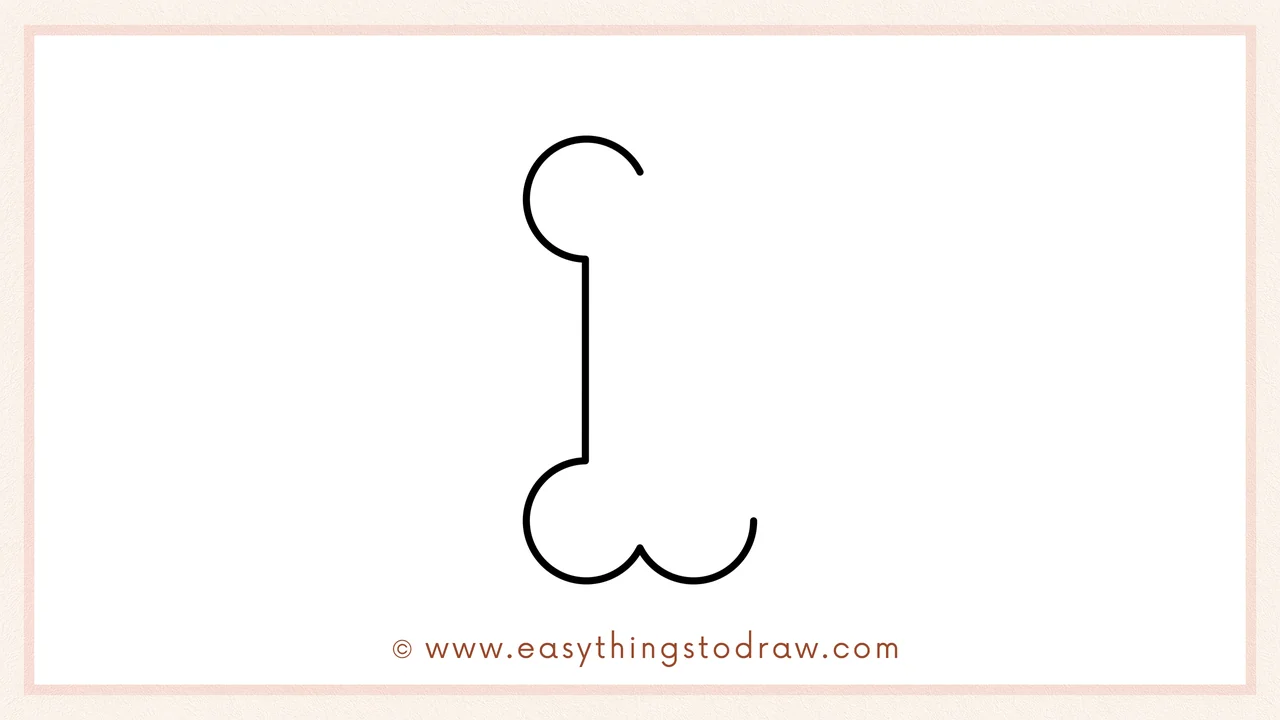 Step 3 of sketching a bone for beginners – Draw another round curve on the bottom right to complete the bone's base.