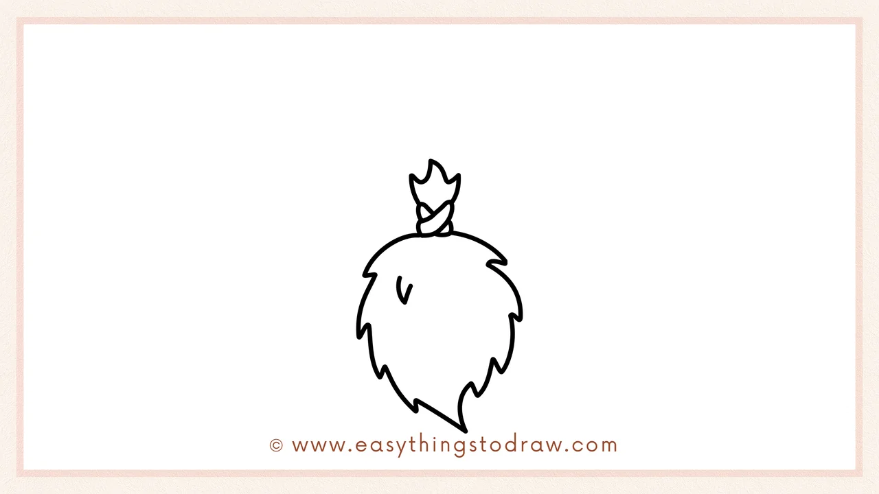 Step 4 of step-by-step broom sketch – adding folds and twists inside the knot to make it look puffy.