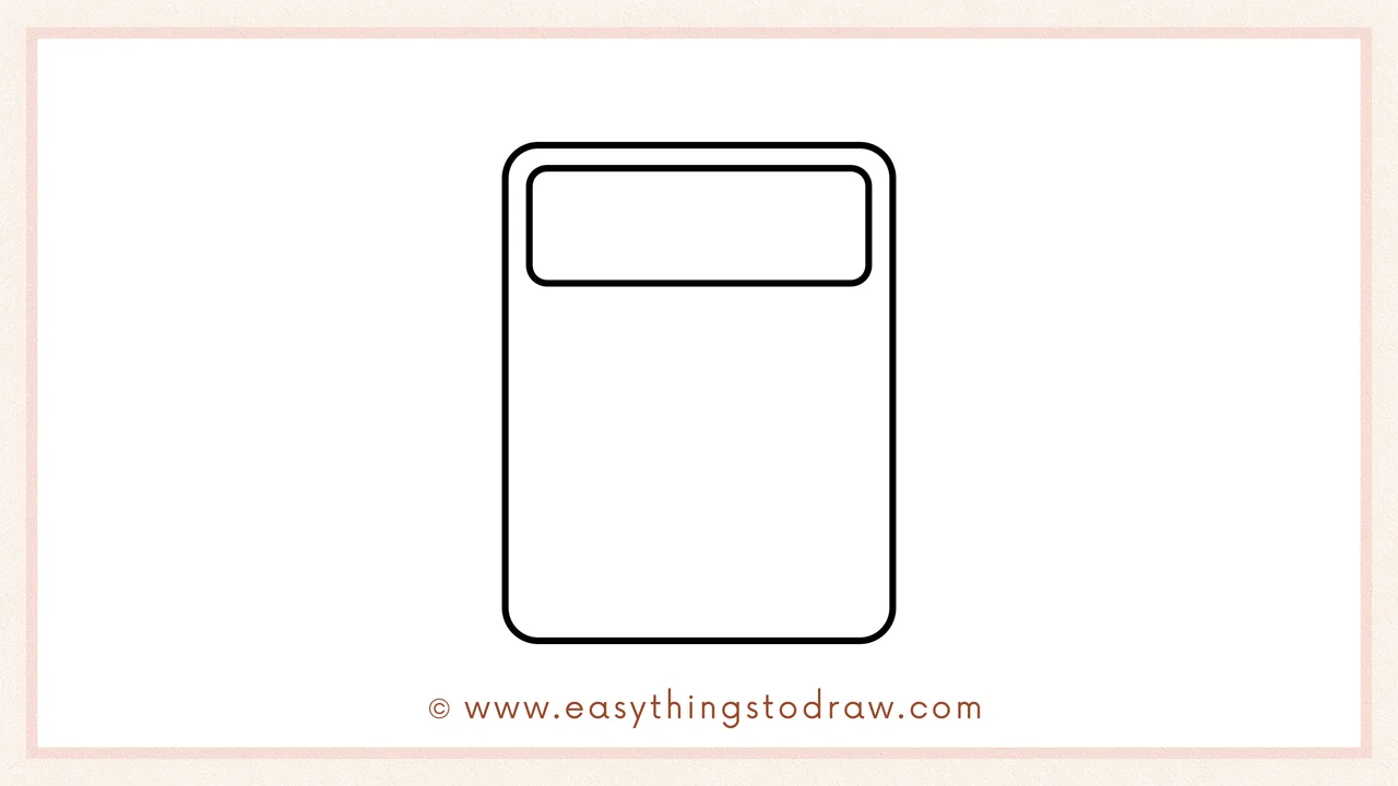 Step 2 of drawing a calculator – Adding a smaller rounded rectangle near the top for the calculator's display screen.