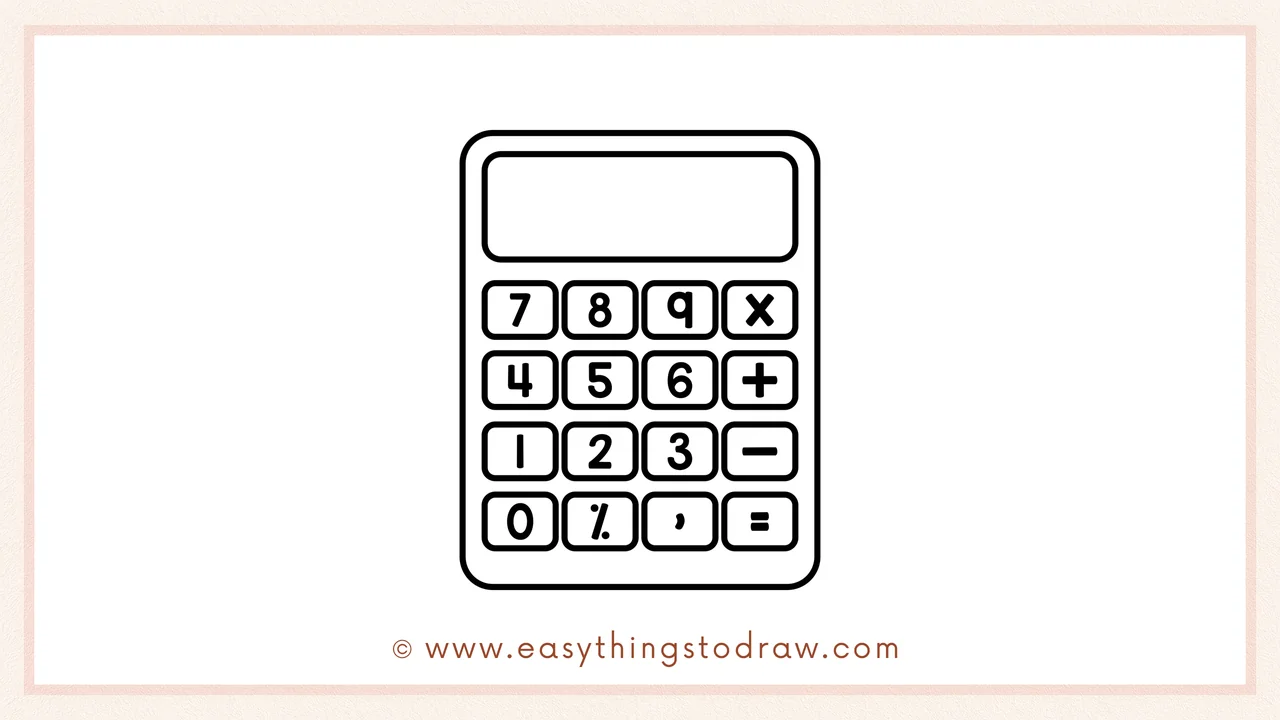 Step 5 of easy calculator drawing steps – Adding the lower rows of buttons, ensuring even spacing for a neat appearance.