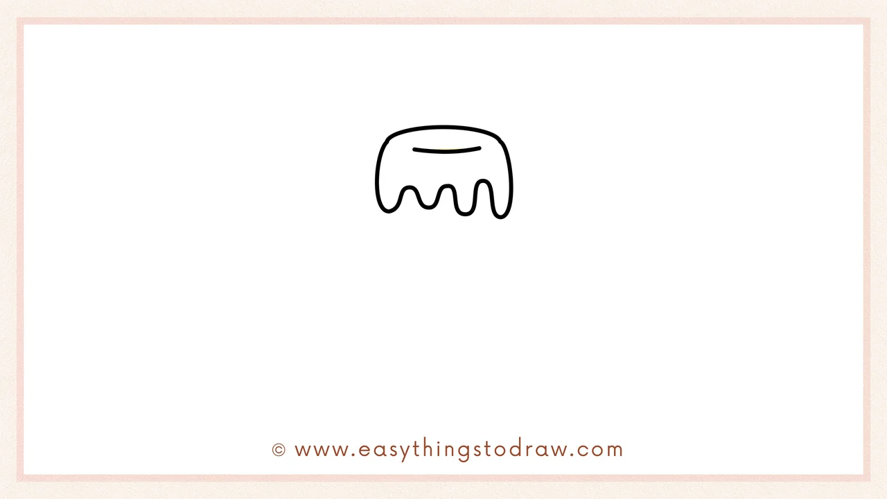 Step 1 of how to draw a candle – Sketching a melty wax top with a rounded rectangle and a drippy bottom, plus an oval dip.