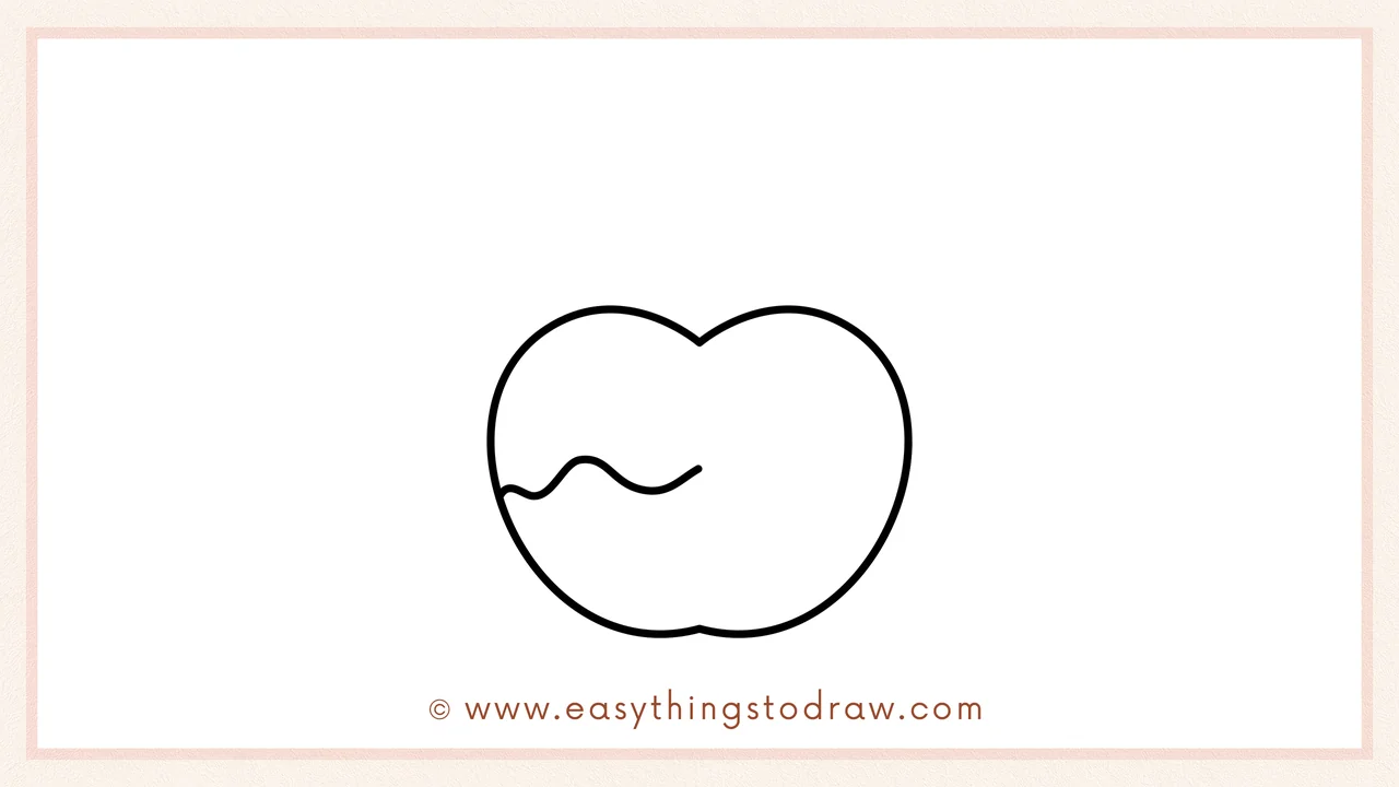 Step 3 of sketching a candy apple for beginners – drawing a bumpy line inside for the candy coating edge.
