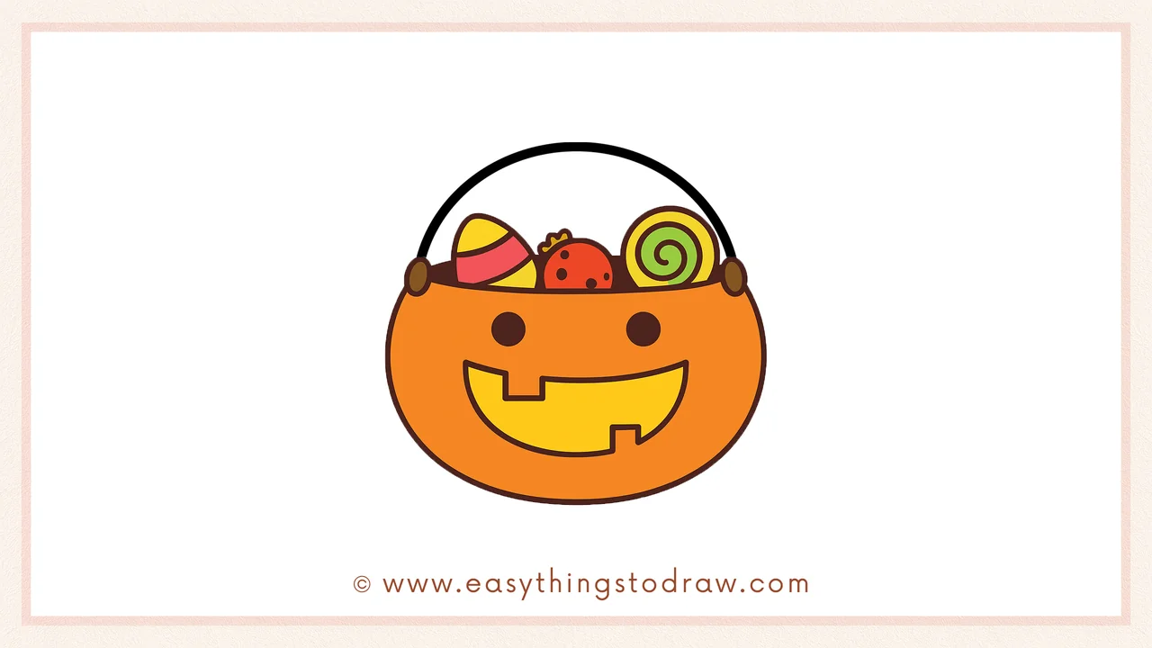 How to Draw a Cute Candy Bucket Step by Step – Fun Halloween Art for Kids