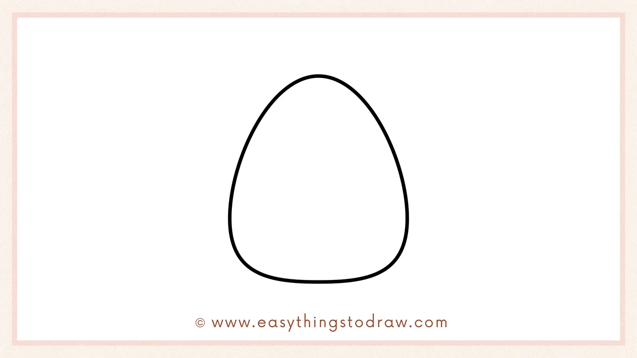 Step 3 of sketching a candy corn for beginners – closing the shape to create a solid, chubby triangle outline.