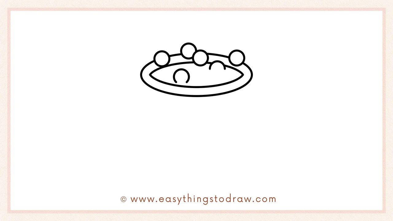 Step 3 of sketching a cauldron for beginners – Drawing a second oval inside the first to create a thicker, 3D cauldron rim.