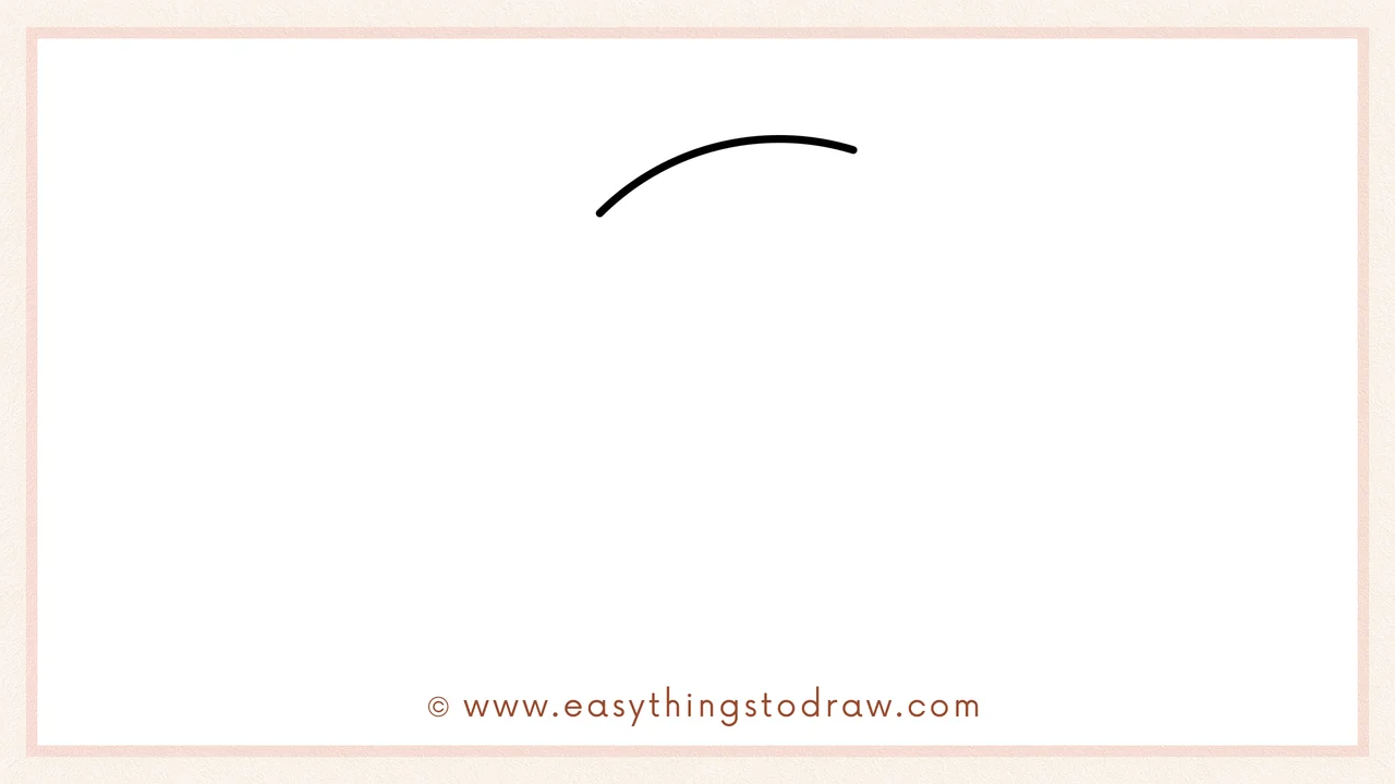 Step 1 of how to draw a crescent moon – Drawing a curved line for the top edge of the moon.