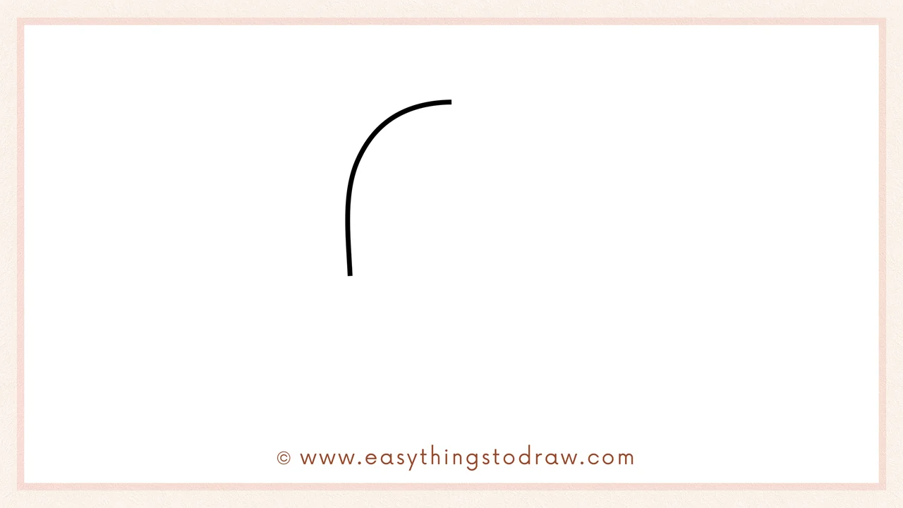 Step 1 of how to draw a ghost – Sketching a tall, hook-like curve for the ghost's left side.