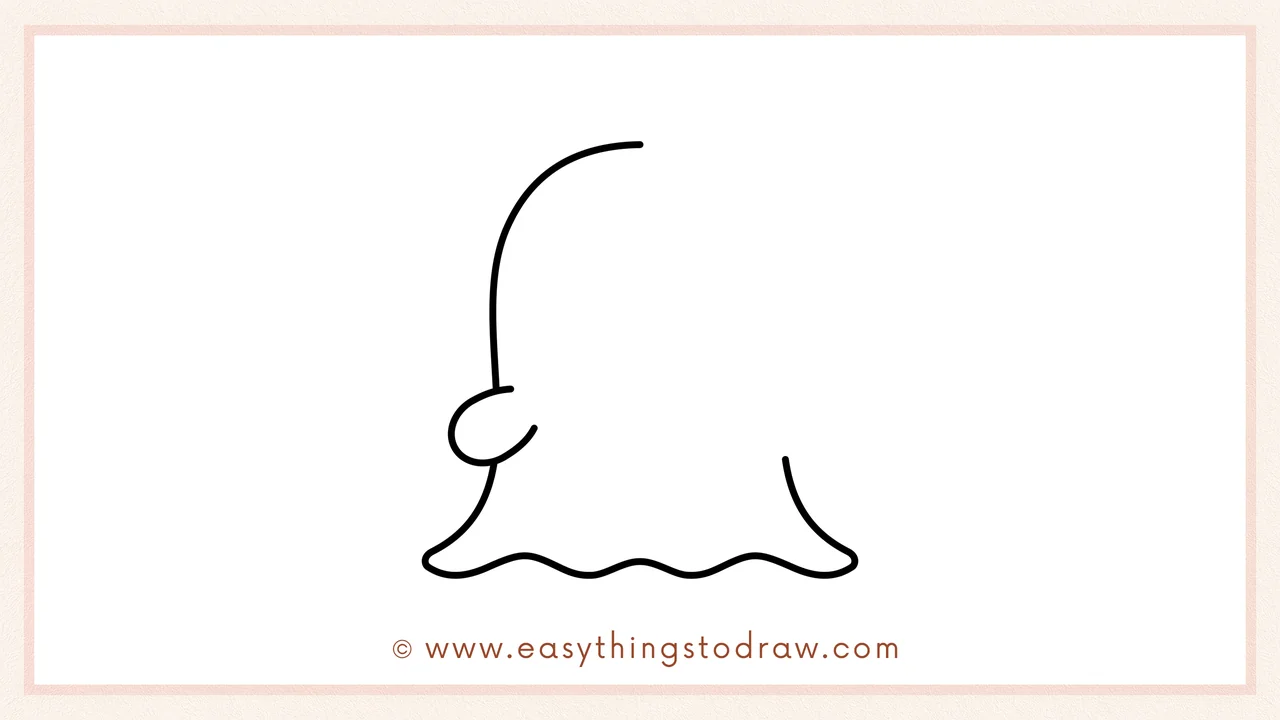 Step 3 of sketching a ghost for beginners – Drawing a bouncy, wiggly line to form the ghost's floaty bottom edge.