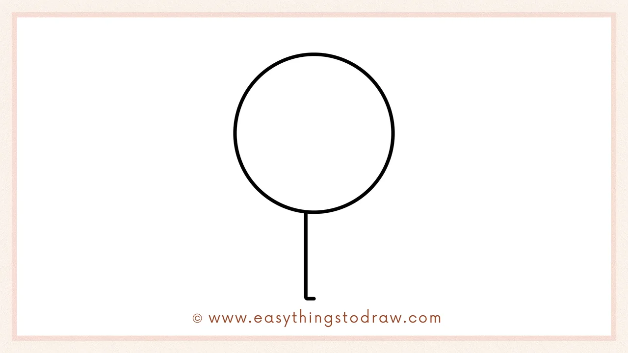 Step 3 of sketching a halloween lollipop for beginners – Adding a straight vertical line for the lollipop stick.