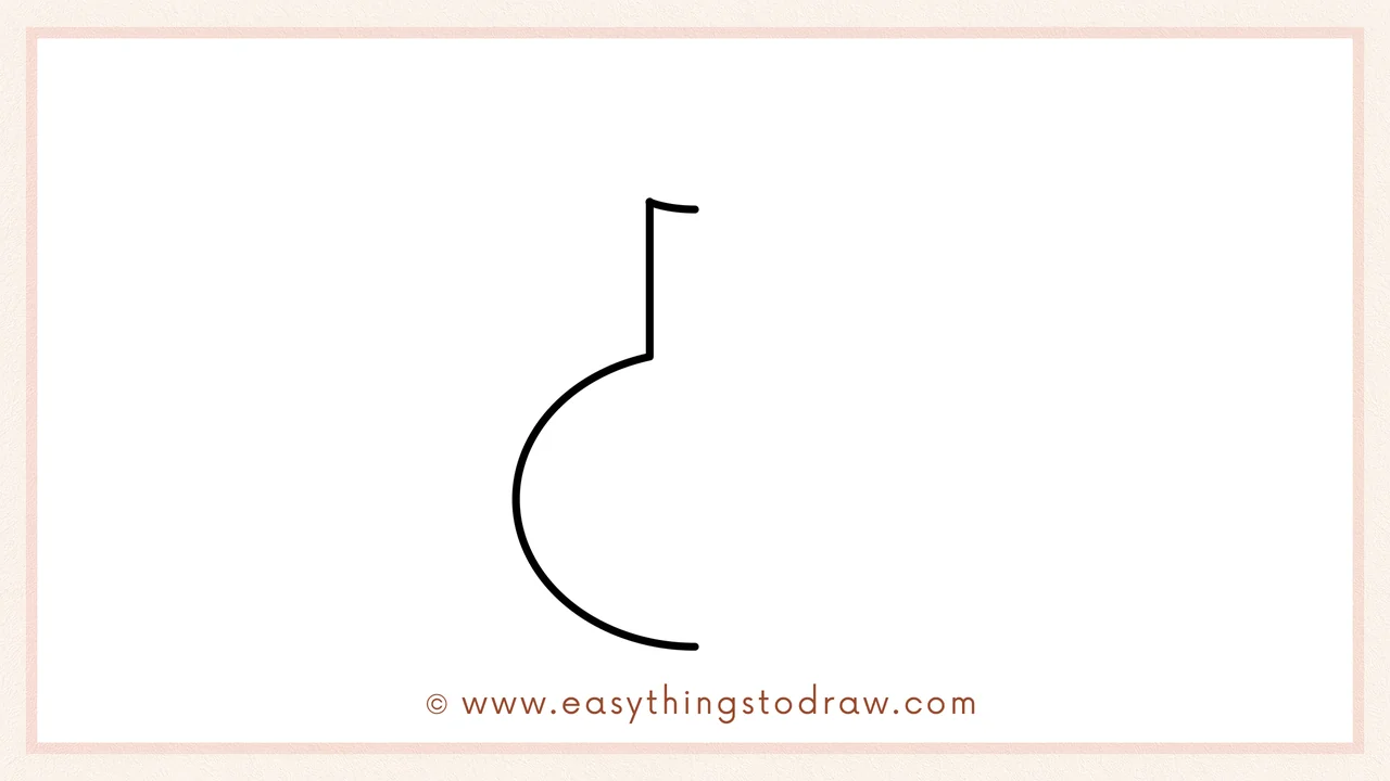 Step 1 of how to draw a halloween potion – Drawing a large open curve for the bottle's round base.