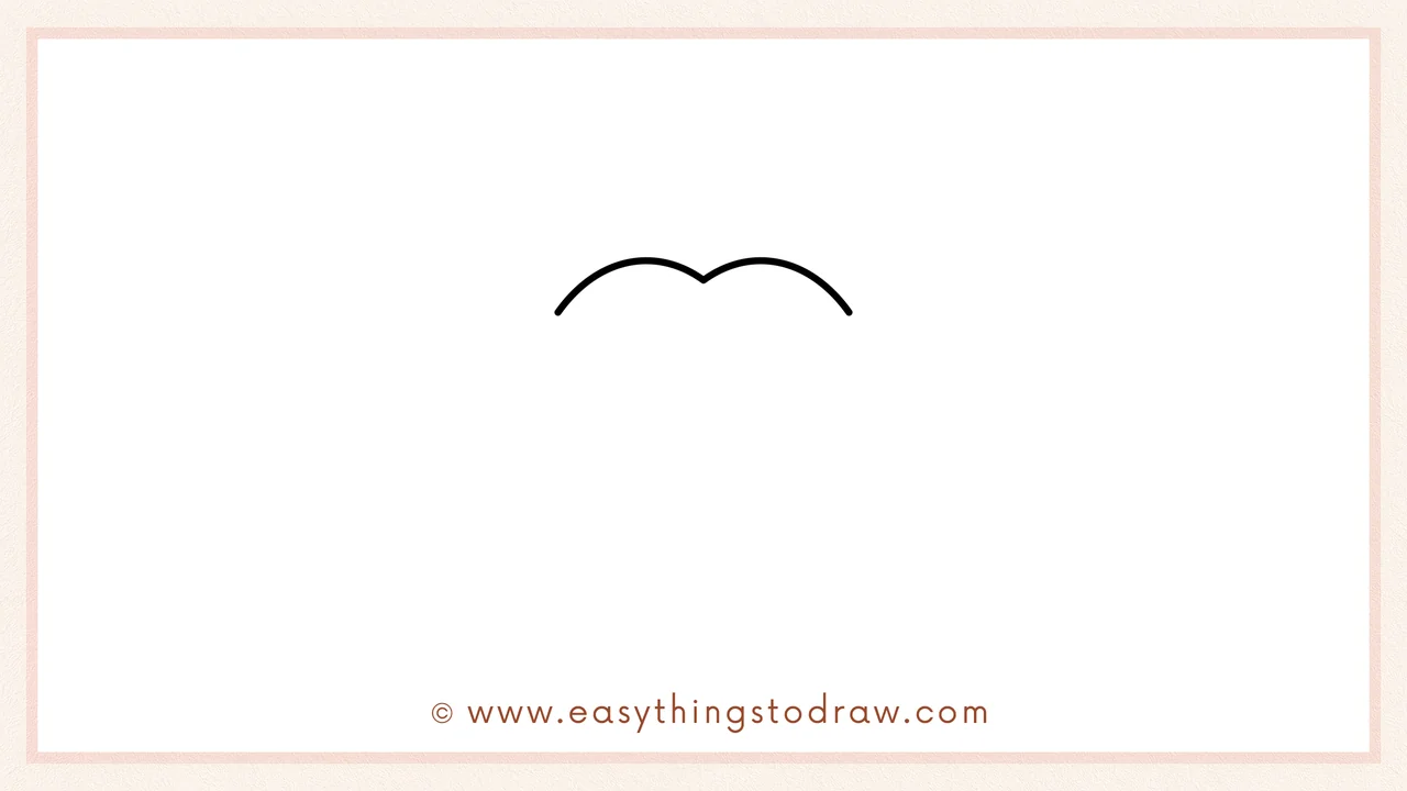 Step 1 of how to draw a jack-o'-lantern – Sketching two bumps for the pumpkin's upper ridges.