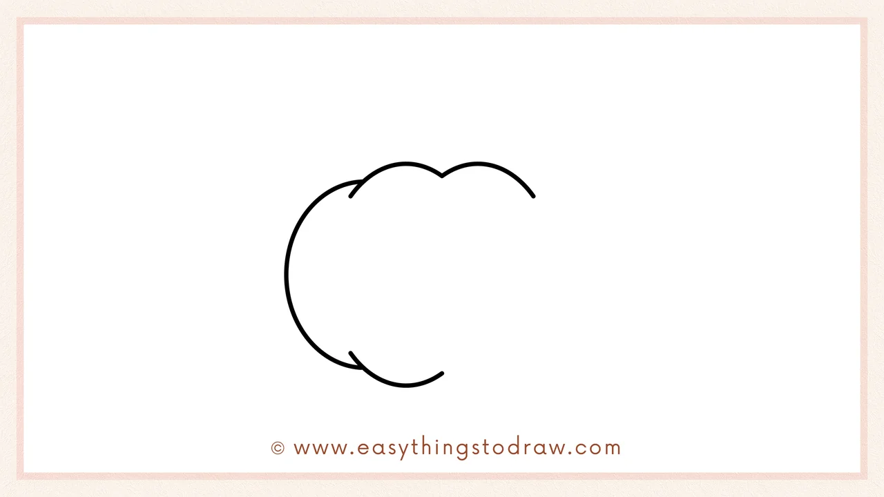 Step 2 of drawing a jack-o'-lantern – Adding curvy lines downward to form the pumpkin sides.