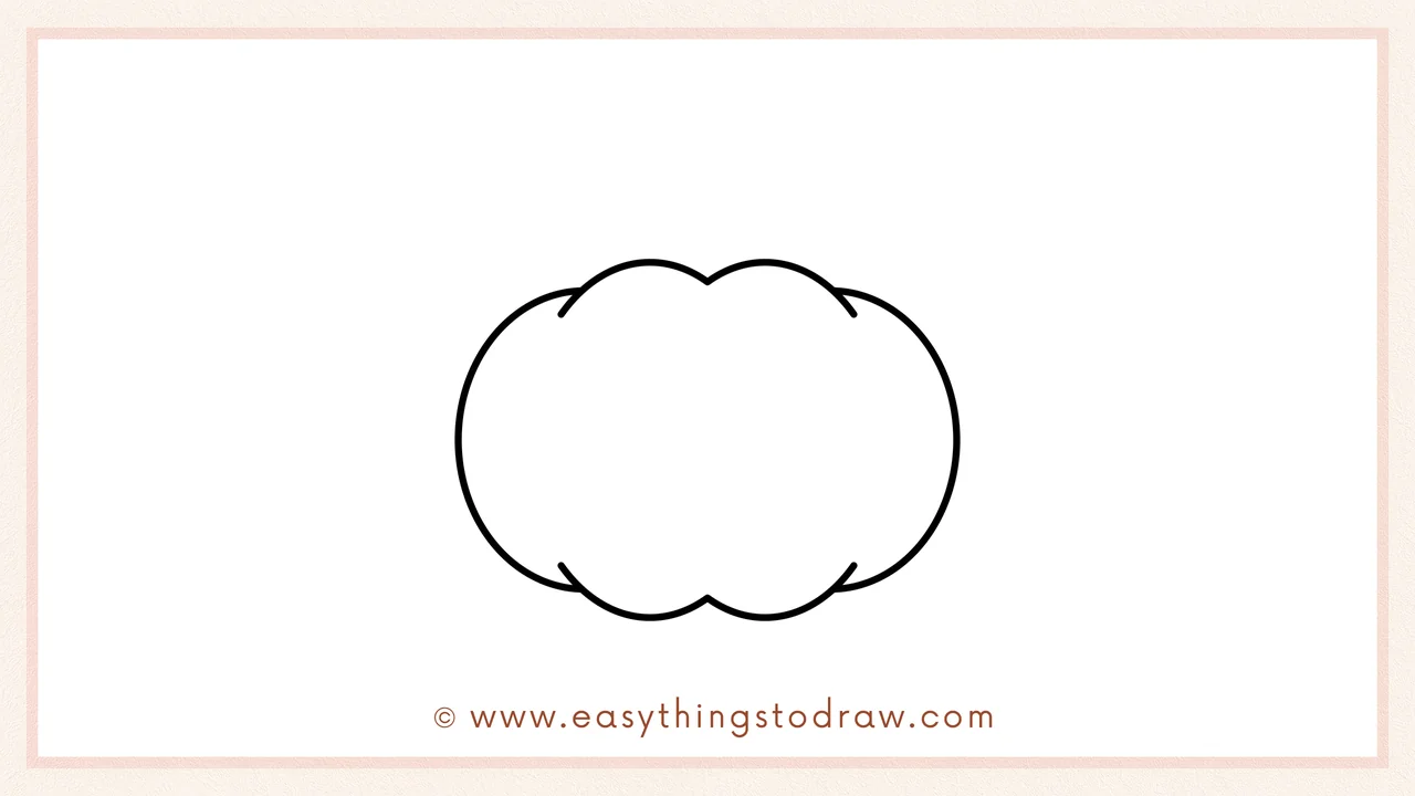 Step 3 of sketching a jack-o'-lantern for beginners – Drawing more bumps along the bottom to complete the round pumpkin body.