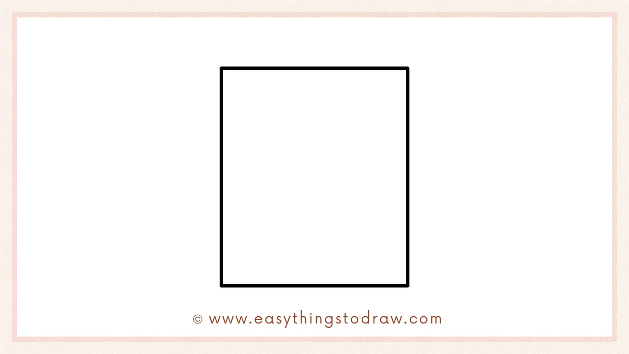 Step 2 of drawing a notebook – Connecting lines to form the main rectangle shape of the notebook.