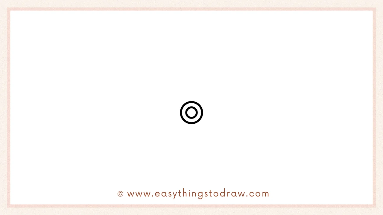 Step 1 of how to draw a pair of scissors – Drawing two concentric circles for the central hinge or screw.
