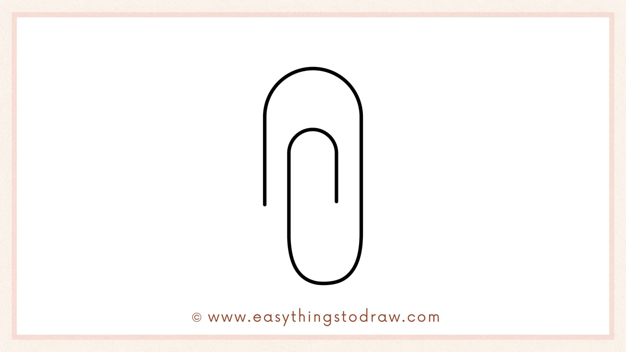 Step 3 of sketching a paperclip for beginners – Draw a smaller 'U' inside and above the first one for the inner loop.