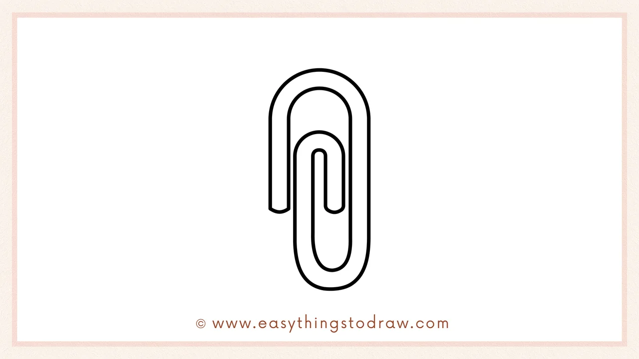 Step 5 of easy paperclip drawing steps – Sketch the smallest loop inside the middle one, mimicking its curve to complete the clip.