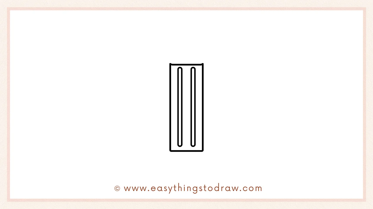 Step 2 of drawing a pencil – Add two long, skinny ovals inside the rectangle for the wooden grooves.