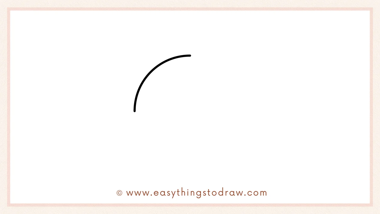 Step 1 of how to draw a skull – Sketching a large, smooth curve in the upper part of your paper to form the top of the skull's head.
