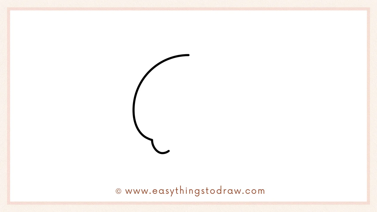 Step 2 of drawing a skull – Adding a small, round bump on the left side, which will become one of the skull's cute cheeks.