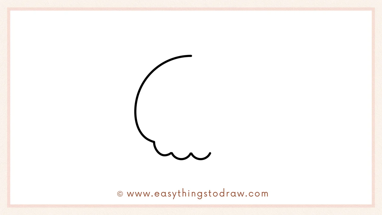 Step 3 of sketching a skull for beginners – Drawing two more bumps beside the first, creating a wavy line for the skull's lower face.
