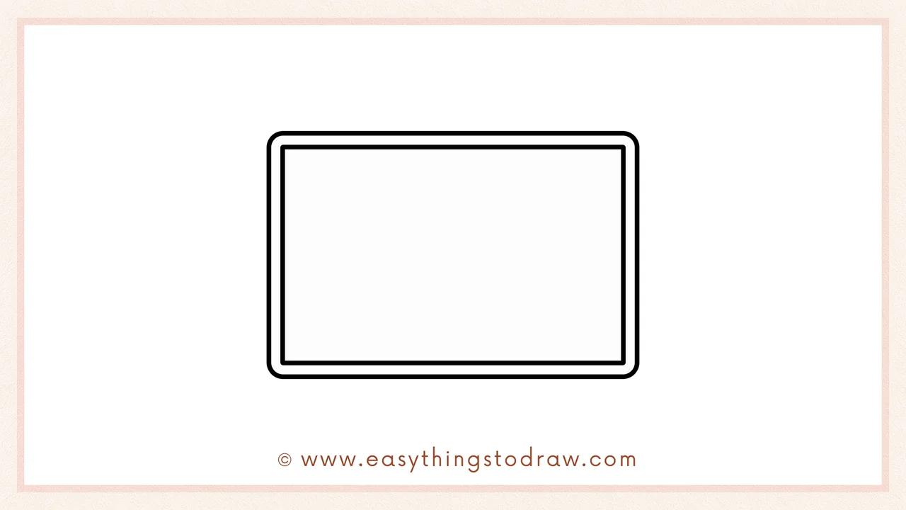 Step 2 of drawing a watercolor palette – Adding a slightly smaller inner rectangle to create a border for the palette.