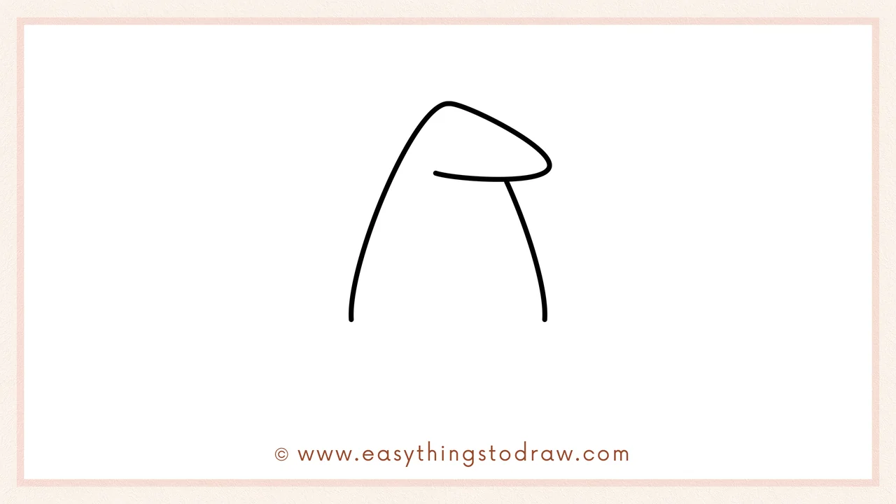 Step 2 of drawing a witch hat – Adding a curved oval at the top to create the hat's soft, floppy tip bending forward.