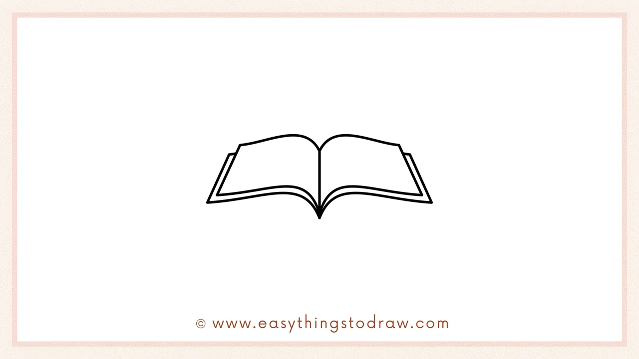 Step 2 of drawing a book – Adding a smaller curved line inside the base to represent the first layer of book pages.