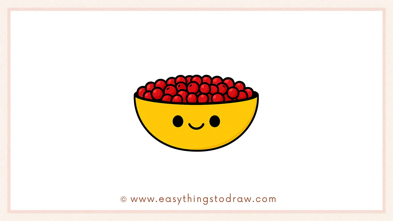 How to Draw a Cute Bowl of Cranberries Step by Step – Thanksgiving Art for Kids