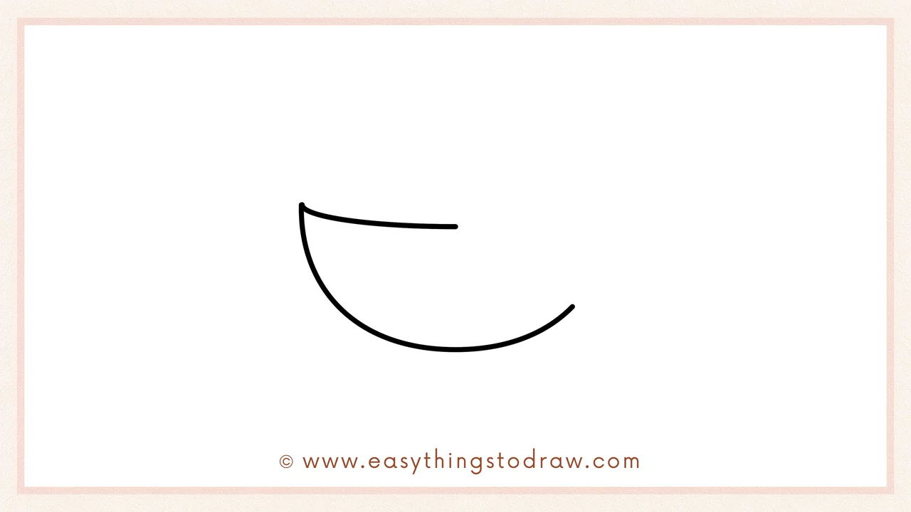 Step 2 of drawing a bowl of green beans – Connect the sides with a large, rounded 'U' shape to form the main body of the bowl.