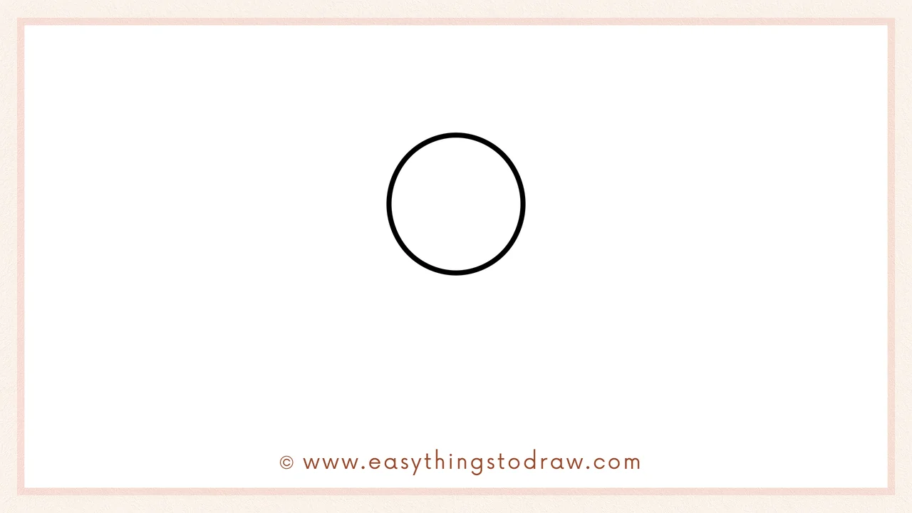 Step 1 of how to draw a Christmas bow – Sketch a neat circle in the center for the bow's knot.