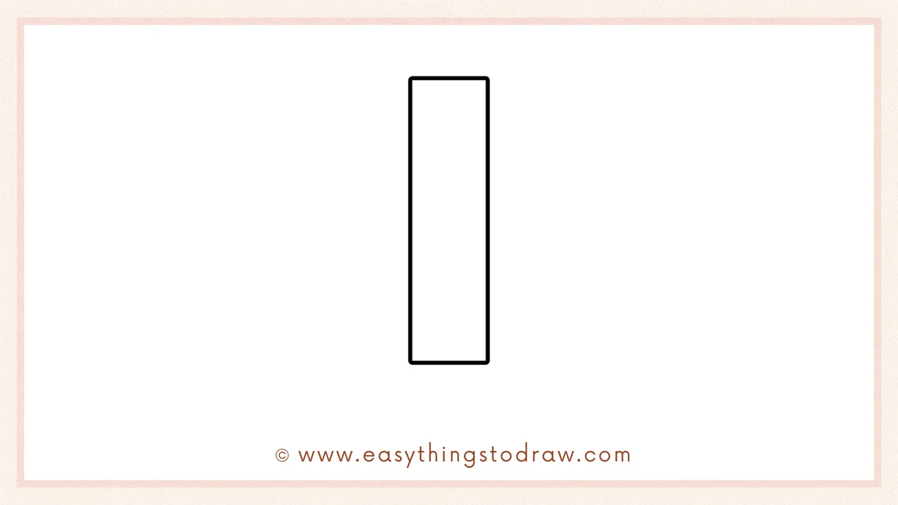 Step 2 of drawing a colored pencil – Completing the rectangular main body of the colored pencil by adding right and bottom lines.