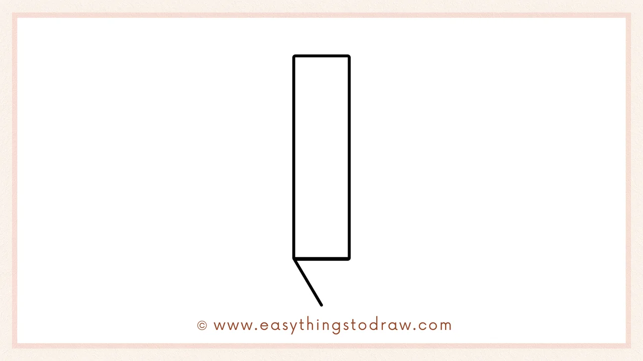 Step 3 of sketching a colored pencil for beginners – Starting the pencil tip with an inward angled line from the bottom edge.