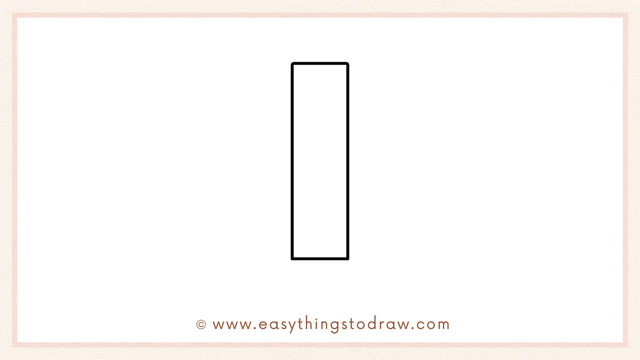 Step 1 of how to draw a crayon – Sketch a tall rectangle with straight sides and flat top/bottom for the main crayon body.