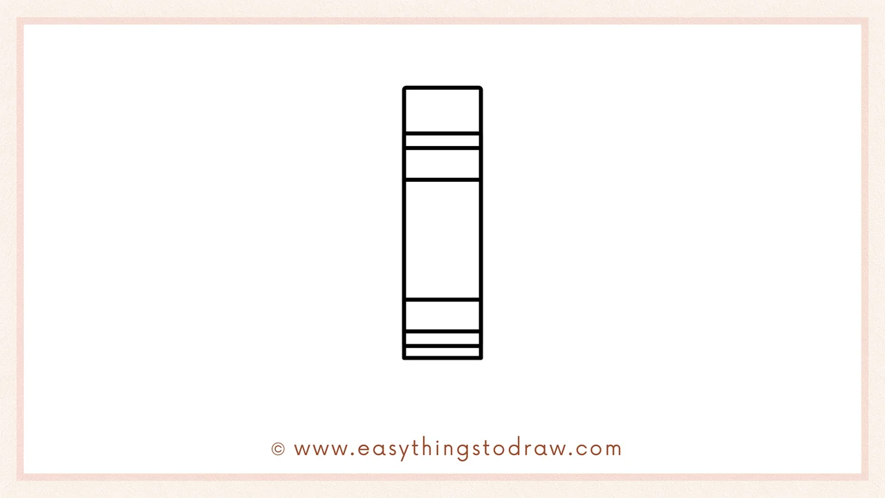 Step 3 of sketching a crayon for beginners – Draw two more thin lines to complete the crayon's wrapper details.