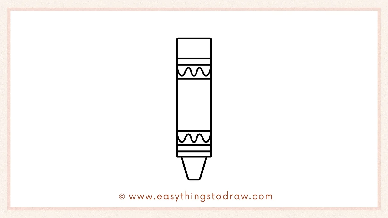 Step 5 of easy crayon drawing steps – Draw a sharp triangular shape at the bottom to form the crayon's coloring tip.
