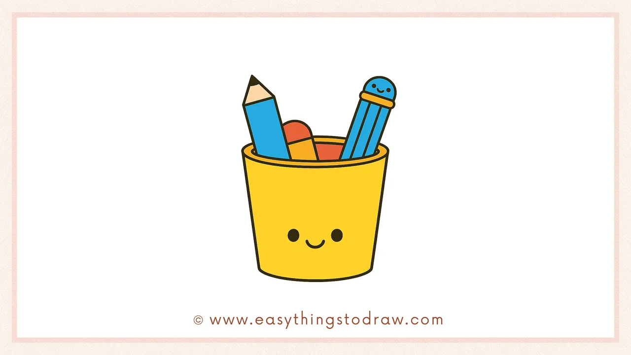 How to Draw a Cute Pen Holder Step by Step – Simple Art Lesson for Children