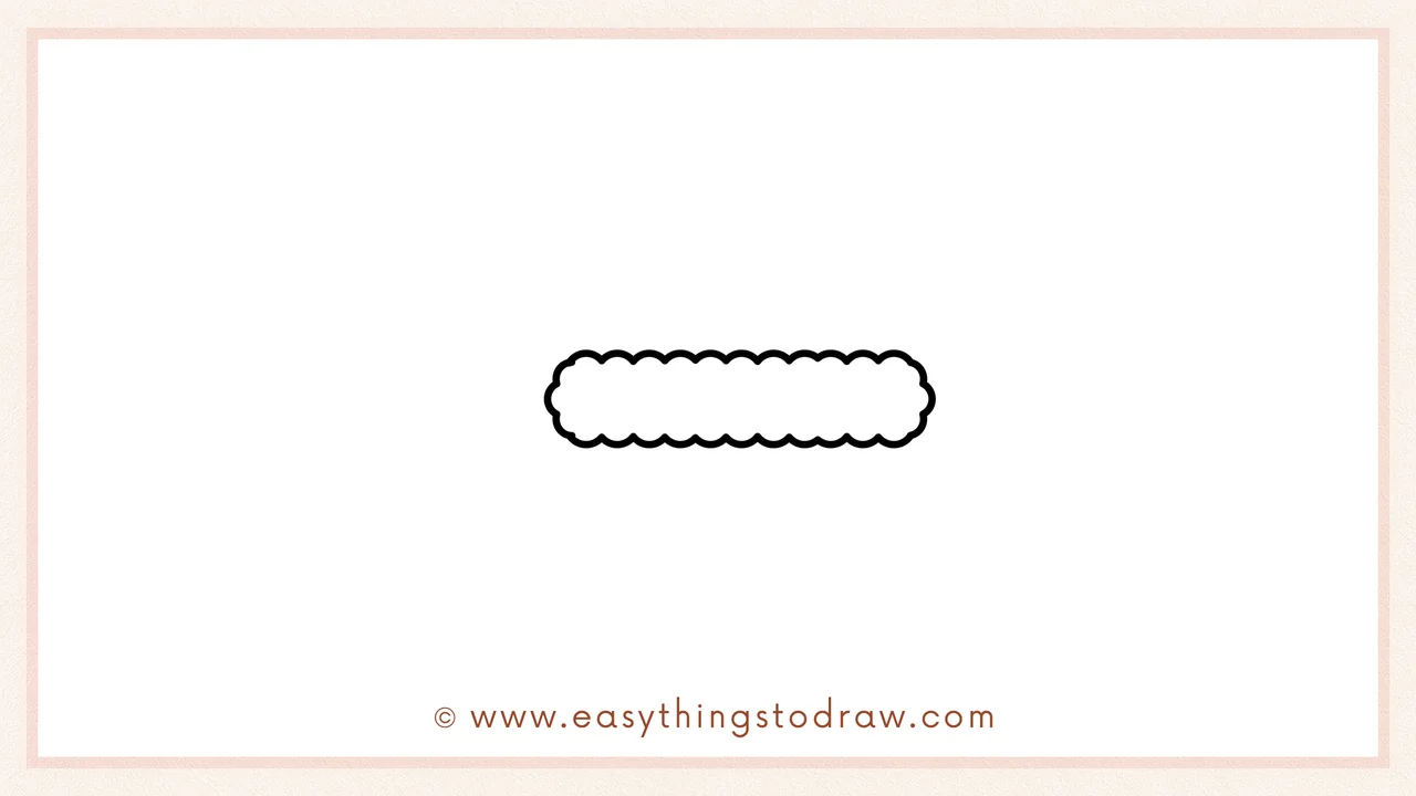 Step 1 of how to draw a Cute Thanksgiving Corn – Drawing a long rectangle with wavy edges for the first corn stick.