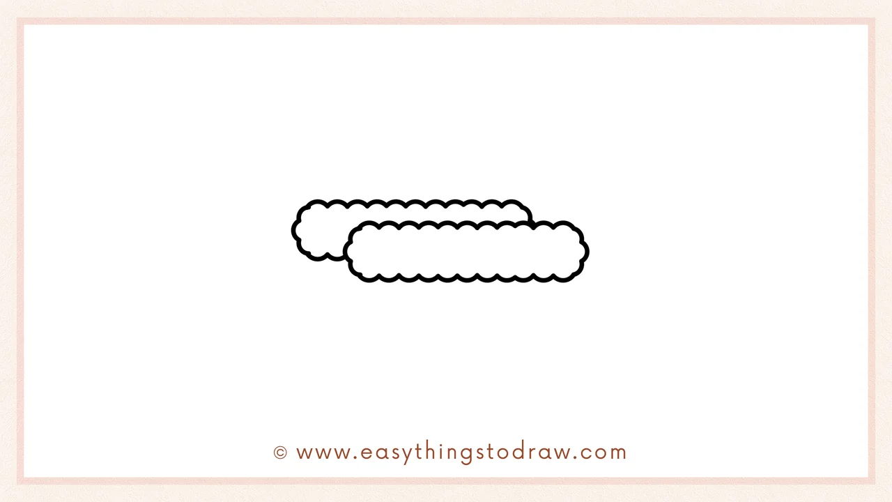 Step 2 of easy Cute Thanksgiving Corn drawing steps – Adding a similar wavy rectangle slightly behind the first corn stick.