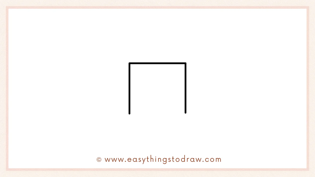 Step 2 of drawing a eraser – add two vertical lines extending downwards from the top line for the eraser's sides.