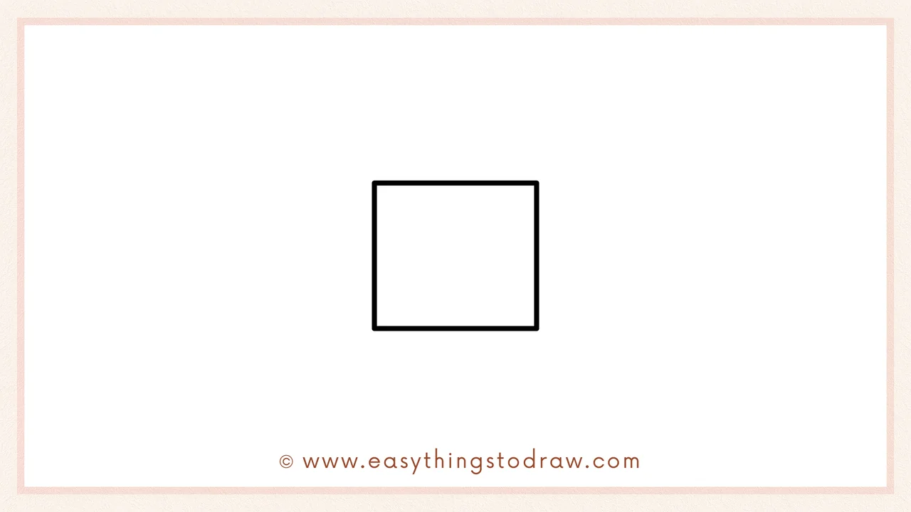 Step 3 of sketching a eraser for beginners – connect the vertical lines with another horizontal line, forming a rectangle.