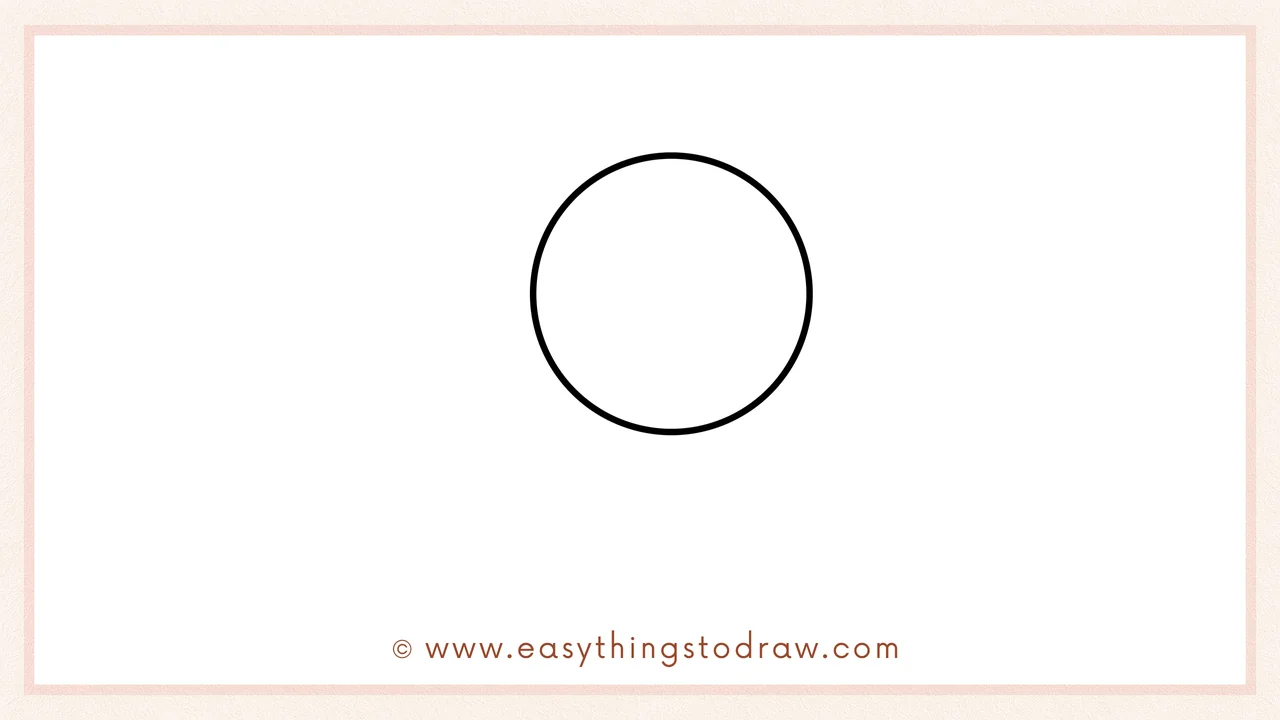 Step 1 of how to draw a globe – drawing a large circle in the center of your page to form the Earth's main shape.