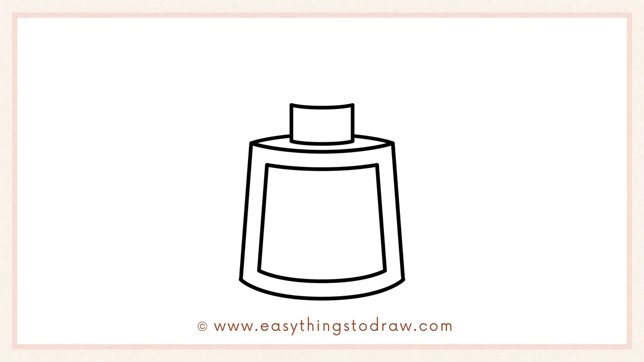Step 3 of sketching a glue bottle for beginners – Drawing a short cylinder on top of the bottle for the cap's base.