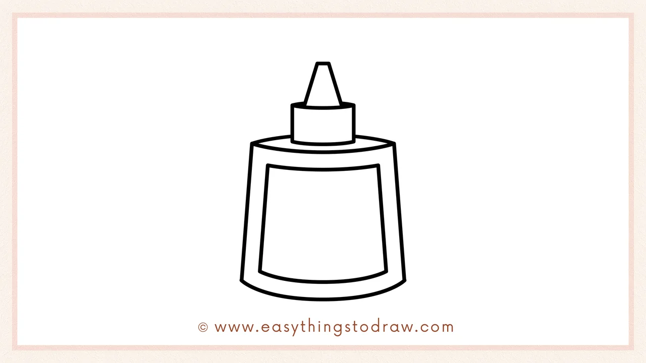 Step 4 of step-by-step glue bottle sketch – Adding a small cone on top of the cap base to form the glue nozzle.