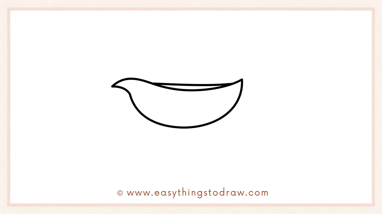 Step 2 of drawing a gravy boat – adding a long curved line along the top for the open edge where gravy sits.