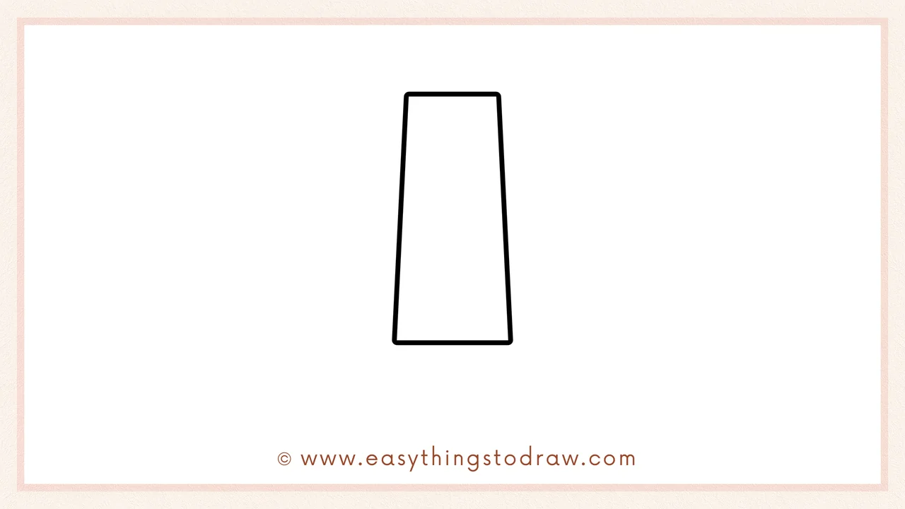 Step 2 of highlighter outline drawing – Closing the highlighter body with a matching angled right line and a flat bottom edge.