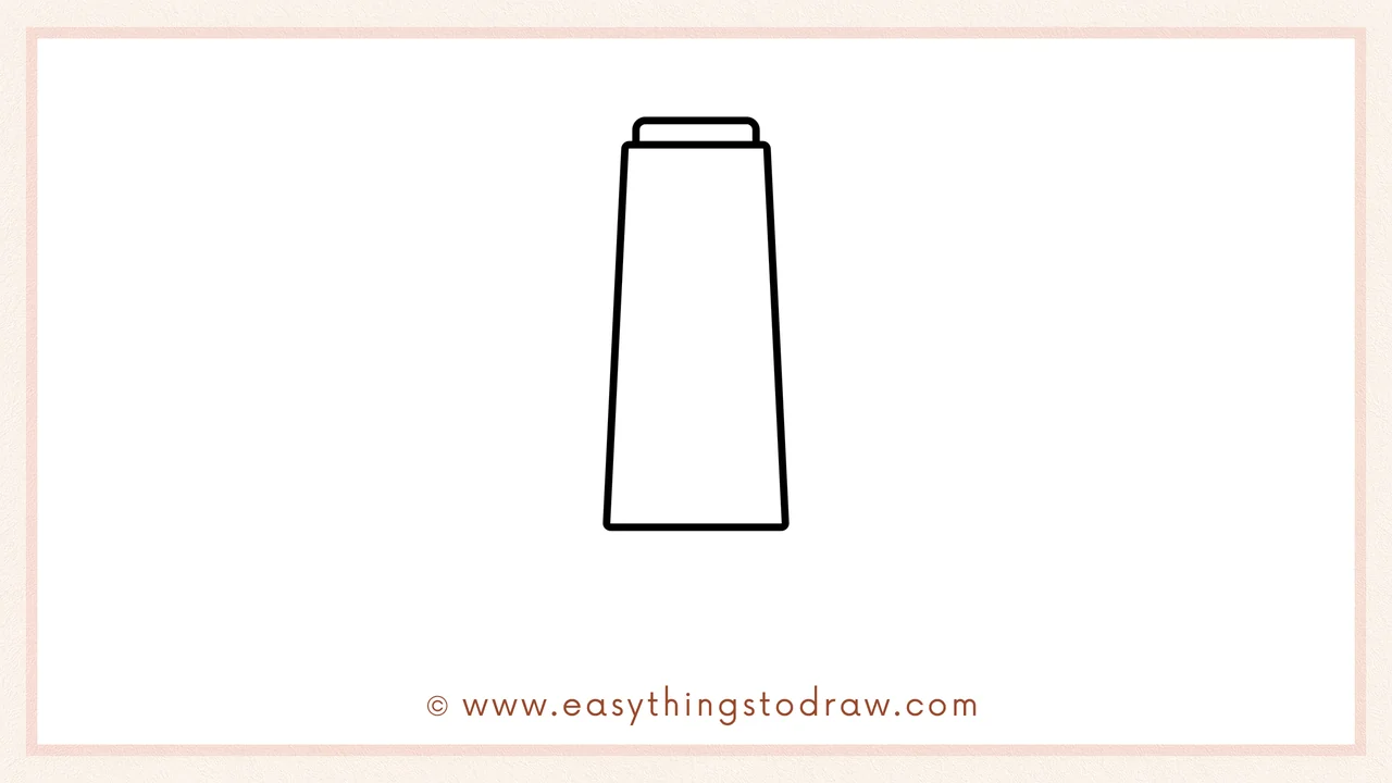 Step 3 of how to sketch a highlighter – Adding a small rounded rectangle on top for the highlighter's cap.