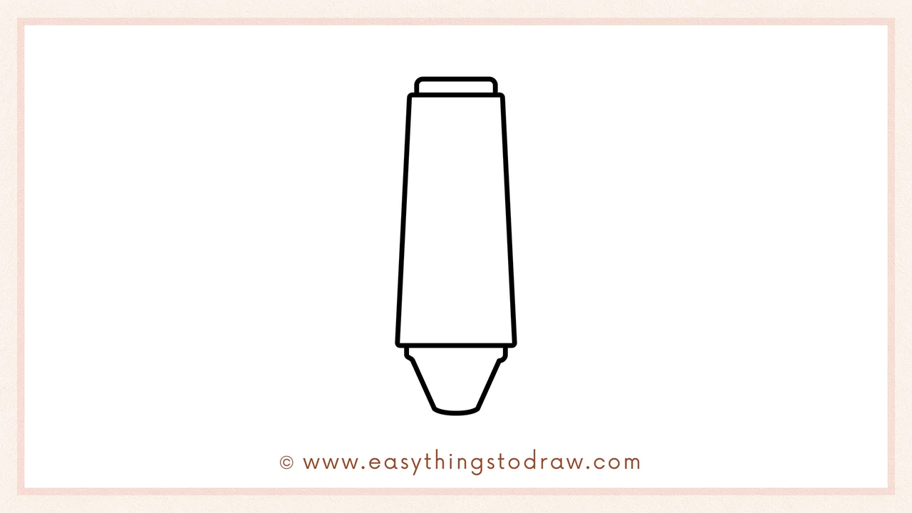 Step 4 of step-by-step guide to draw a highlighter – Drawing a small slanted shape at the bottom for the angled tip section.