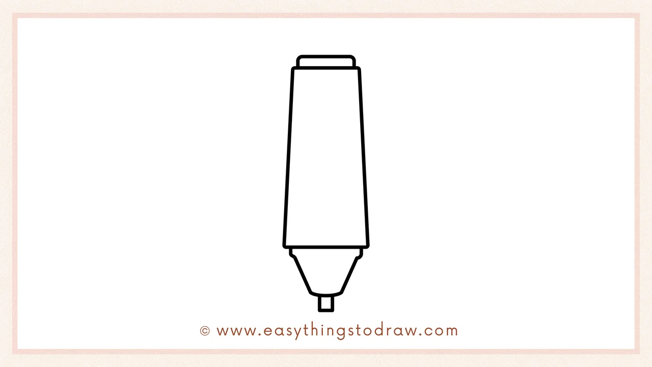 Step 5 of highlighter drawing tutorial for beginners – Adding a tiny rectangular tip at the bottom for the highlighter's writing end.